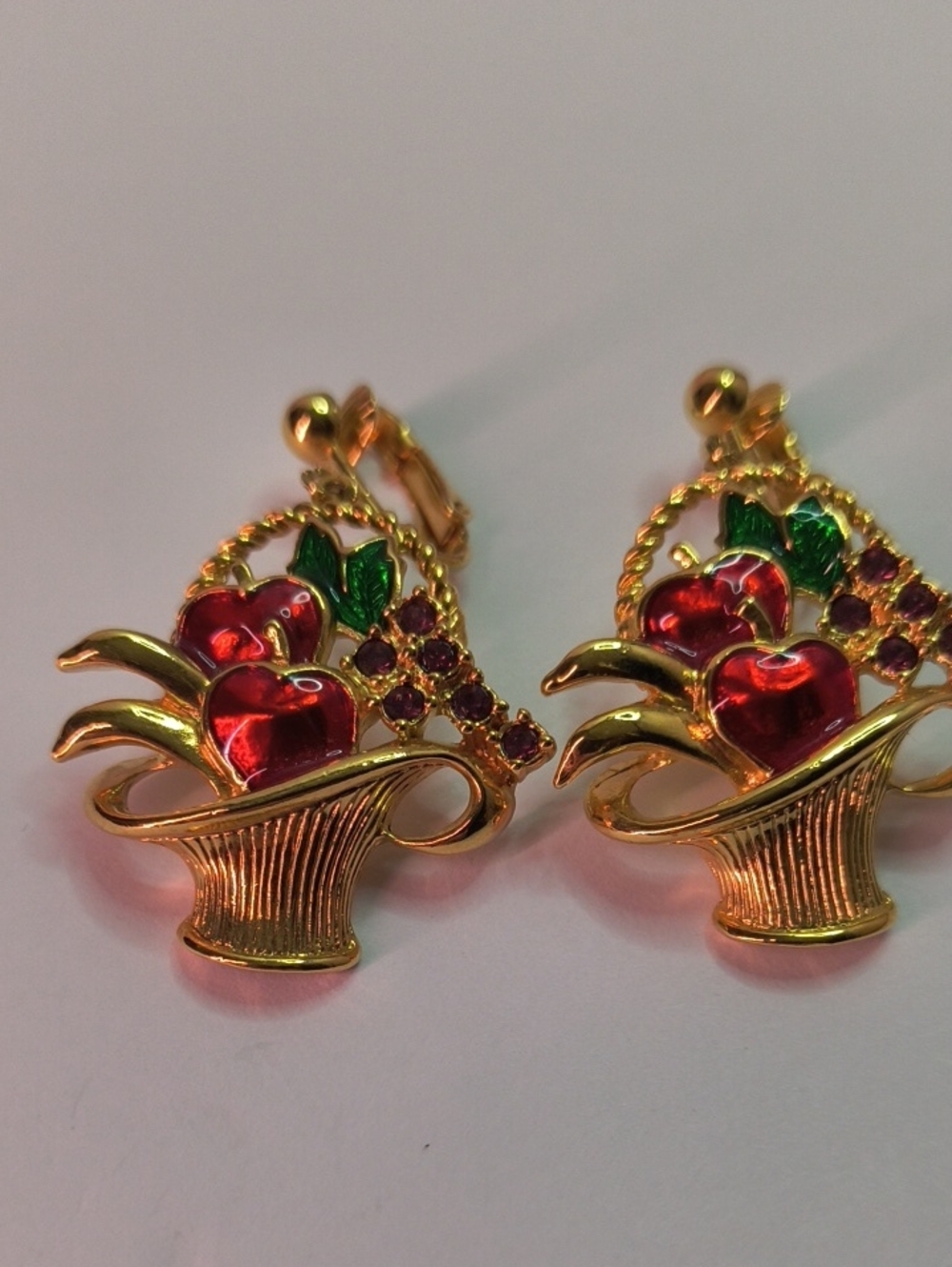 Vintage Avon Fruit Basket Clip-On Earrings